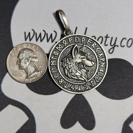 Handmade 925 Fenrir Wolf Double Sided Pendant