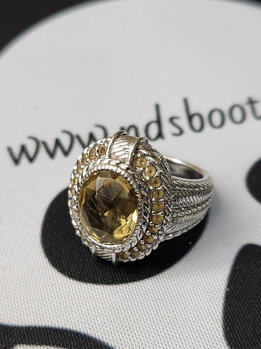 .925 Sterling Silver Judith Ripka Citrine Ring (Sz 7)