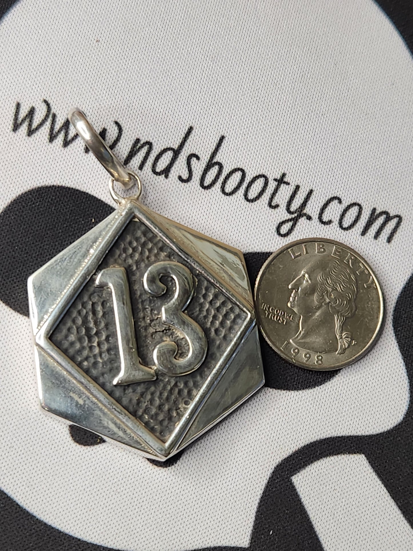 .925 Sterling Silver Lucky 13 Pendant - Handmade