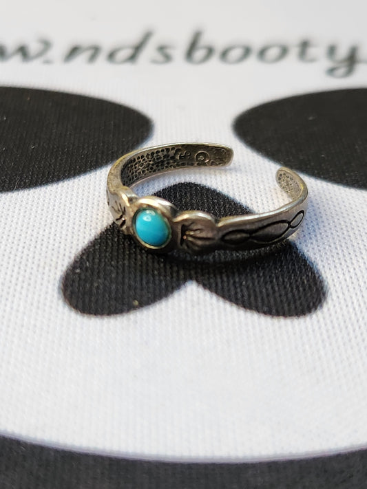 .925 Sterling Silver Turquoise Open Band (signed) Sz 4.5