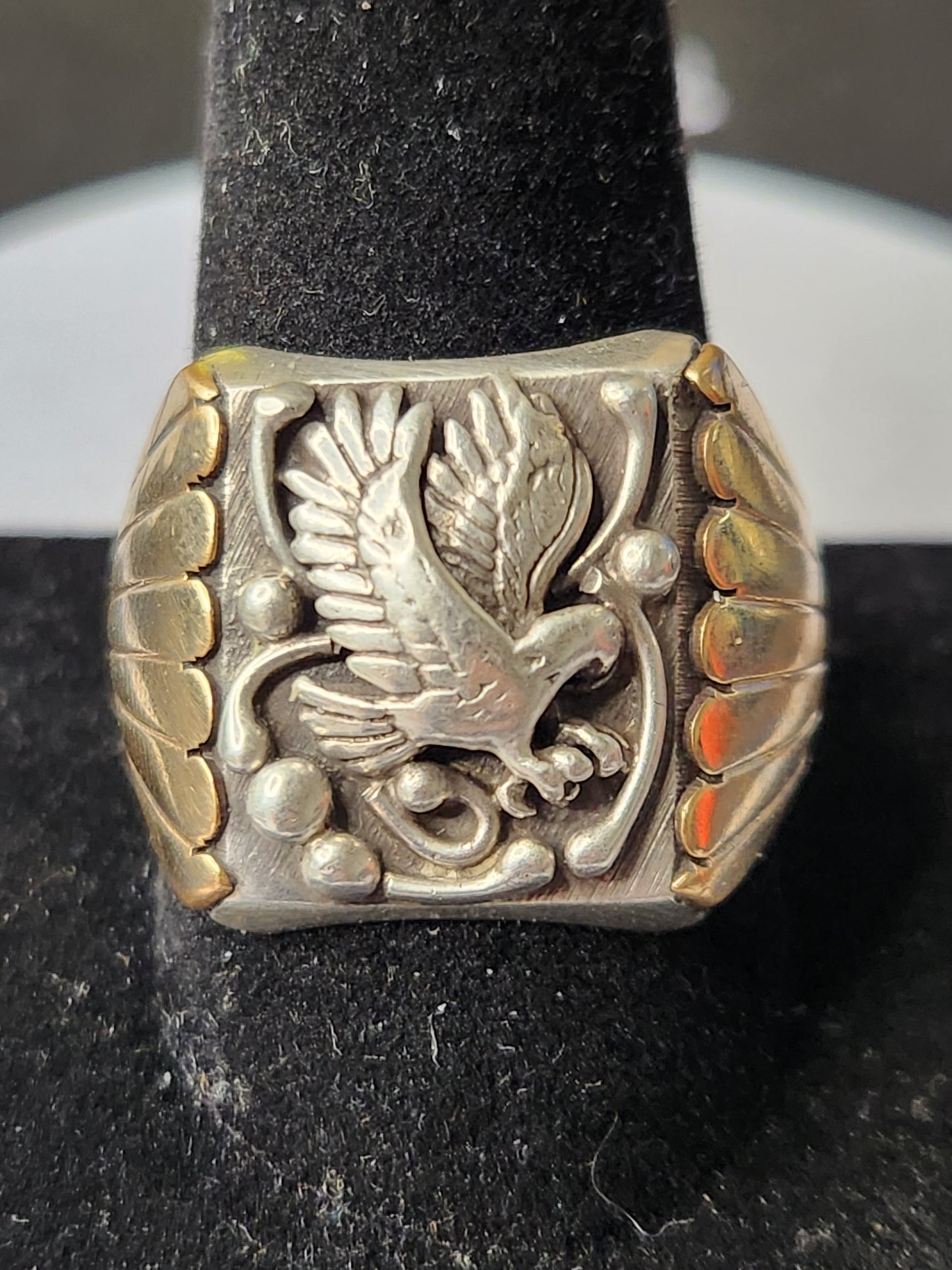 .925 Sterling Silver Eagle Signet Style Ring Sz 12