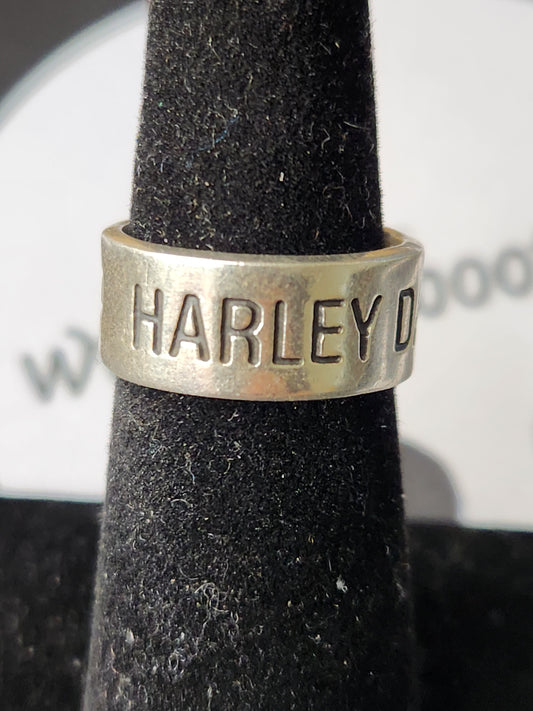 .925 Sterling Silver Harley Davidson Ring Sz 5.5