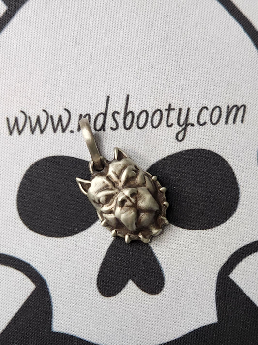 .925 Dog Pendant w. Spike Collar - Handcrafted