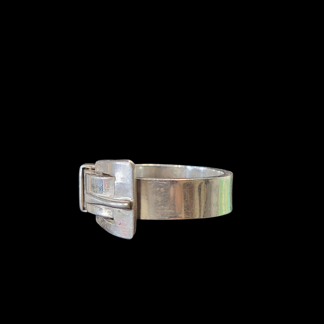 .925 Sterling Silver Belt Buckle Ring