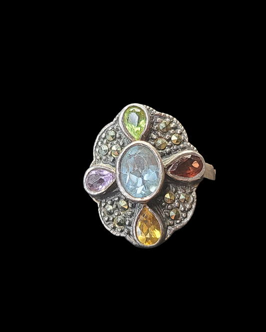 .925 Sterling Silver Gemstone Ring