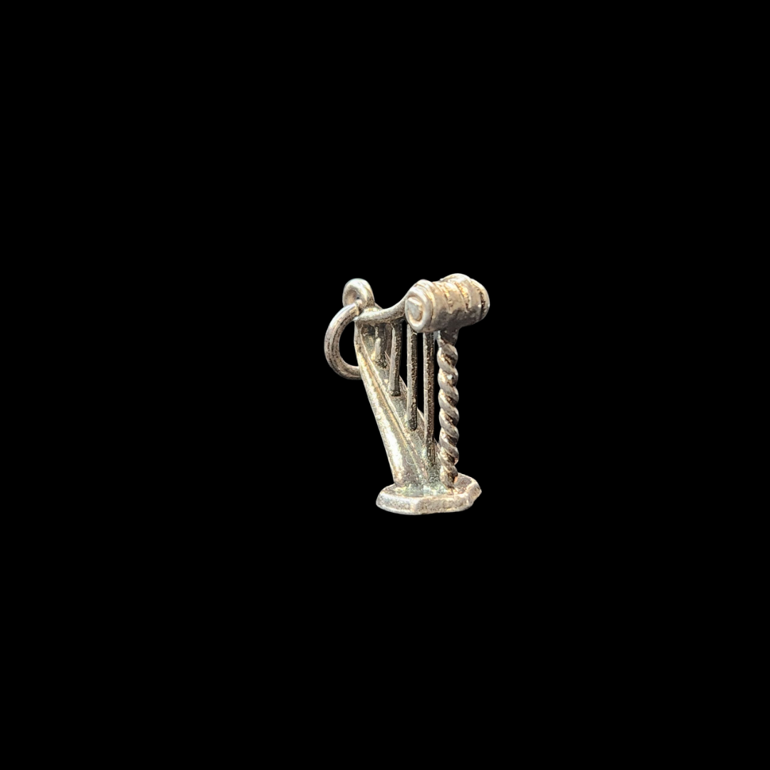 .925 Sterling Silver Harp Charm