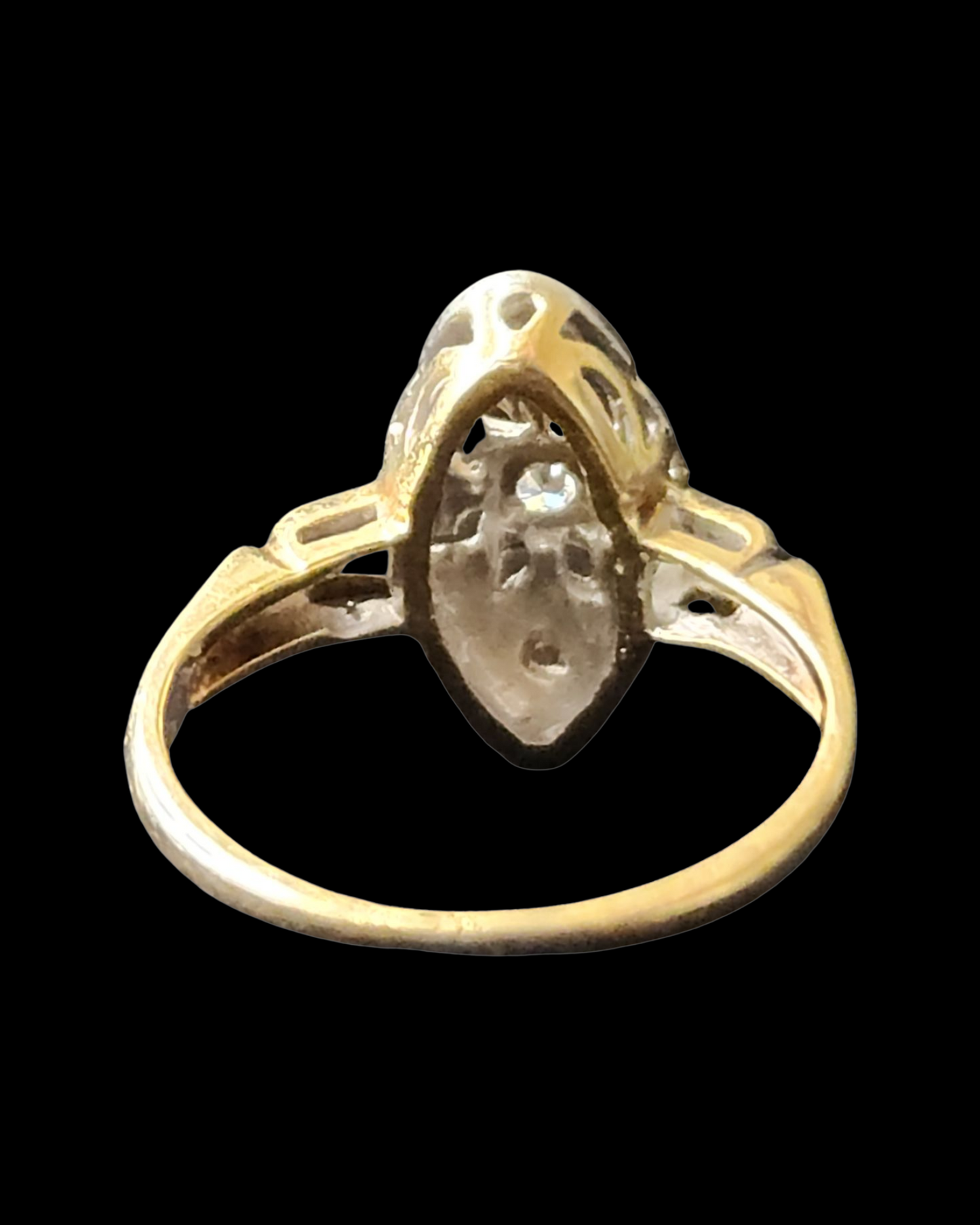 14k Vintage Ring, White & Yellow Gold